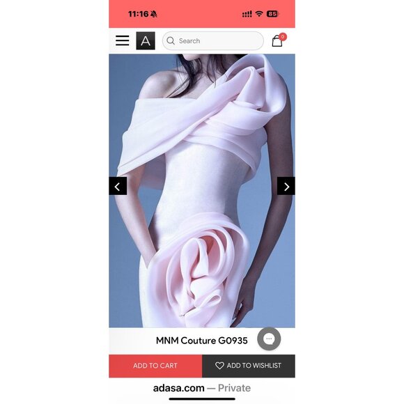 MNM Couture G0935 Off-Shoulder Pink Gown With Floral Ruffle Detail & High Slit - Picture 2 of 13